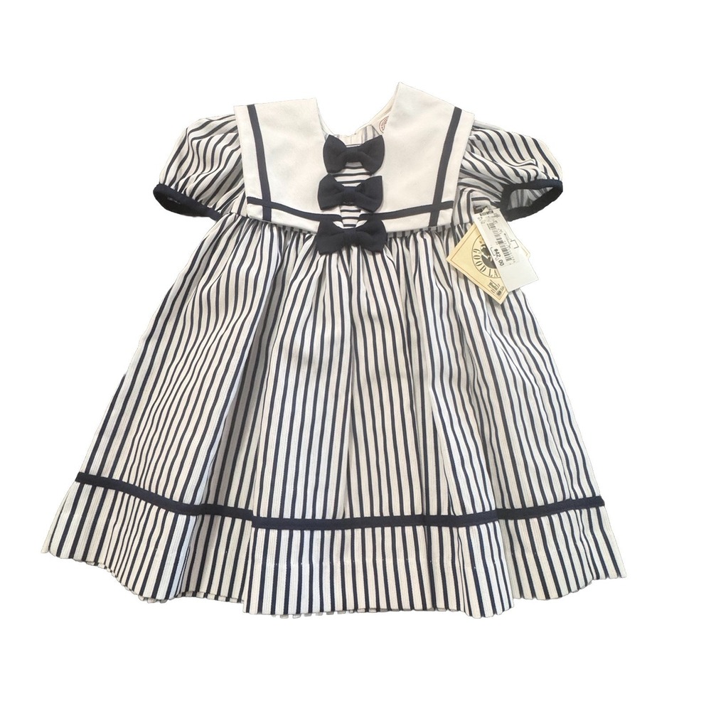 Good Lad White Navy Blue Nautical Sailor Dress Size 2T NWT‎